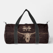 Rustige Westerne bruine beige Old Bull Skull Monog Plunjezak (Voorkant)