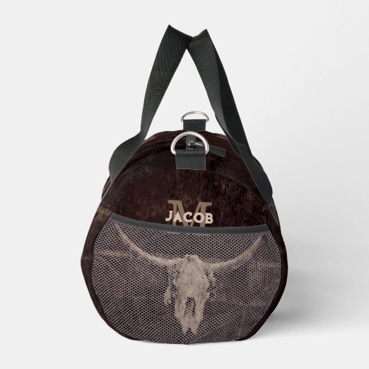 Rustige Westerne bruine beige Old Bull Skull Monog Plunjezak (Rechts)