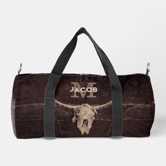 Rustige Westerne bruine beige Old Bull Skull Monog Plunjezak (Achterkant)