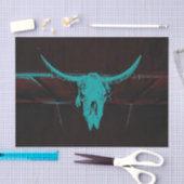 Rustige Westerne bull Koe Skull Blauwgroen Bruin L Tissuepapier (Craft)