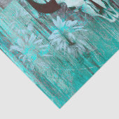 Rustige Westerne Bull Skull Blauwgroen Boho Sunflo Tissuepapier (Detail)