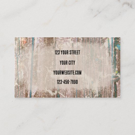 Rustige Westerne Bull Skull Blauwgroen bruine text Visitekaartje (Achterkant)