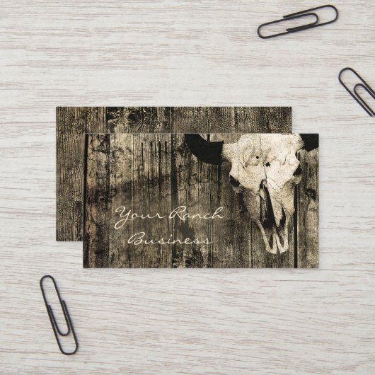 Rustige Westerne bull Skull Brown Barn Visitekaartje (Voorkant / Achterkant in situ)