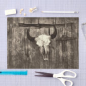 Rustige Westerne Bull Skull Brown Sepia Sunflower Tissuepapier (Craft)