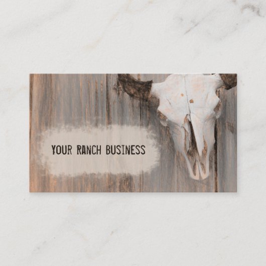 Rustige Westerne Bull Skull Schets Kunst Visitekaartje (Voorkant)