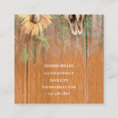 Rustige Westerne Bull Skull Sunflower Houtextuur Vierkante Visitekaartje (Achterkant)