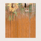 Rustige Westerne Bull Skull Sunflower Houtextuur Visitekaartjes (Binnenkant ongevouwen)