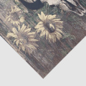 Rustige Westerne Bull Skull Textuur Zonnebloemen Tissuepapier (Detail)