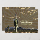 Rustige westerne cactus bruiloft kaart (Voorkant / Achterkant)