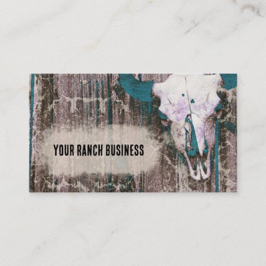 Rustige Westerne, donkere, Blauwgroen bruine textu Visitekaartje (Voorkant)