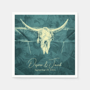 Rustige Westerne Donkere Blauwgroen zonnebloemen B Servet