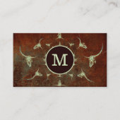 Rustige Westerne  Monogram Bruin Bull Skull Visitekaartje (Voorkant)