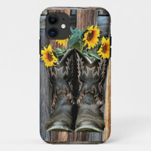 Rustige Westerne paarden Cowboylaarzen Zonnebloeme iPhone 11 Hoesje