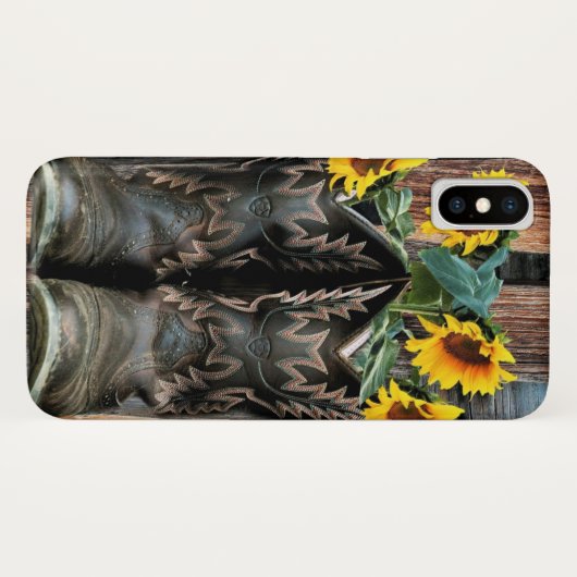 Rustige Westerne paarden Cowboylaarzen Zonnebloeme Case-Mate iPhone Case (Achterkant (horizontaal))