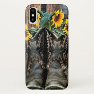 Rustige Westerne paarden Cowboylaarzen Zonnebloeme iPhone X Hoesje