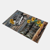 Rustige Westerne paarden Cowboylaarzen Zonnebloeme Deurmat (Schuin)