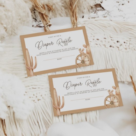 Rustige Westerne Rodeo Baby shower Diaper Raffle Informatiekaartje