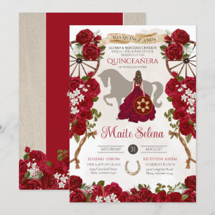 Rustige Westerne rozen Floral Charro Quinceanera Kaart