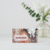 Rustige Westerne Rust Brown Bull Skull Sunflower Visitekaartje (Staand voorkant)