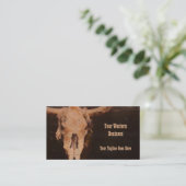 Rustige Westerne Rustic Brown  Art Bull Skull Visitekaartje (Staand voorkant)