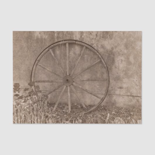 Rustige Westerne Sepia Tone Country Wagon Wheel Tissuepapier (Voorkant)
