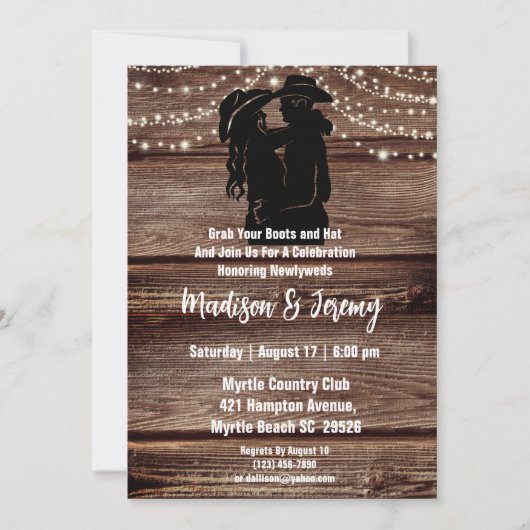 Rustige Westerne Silhouette String licht Barn Kaart (Voorkant)