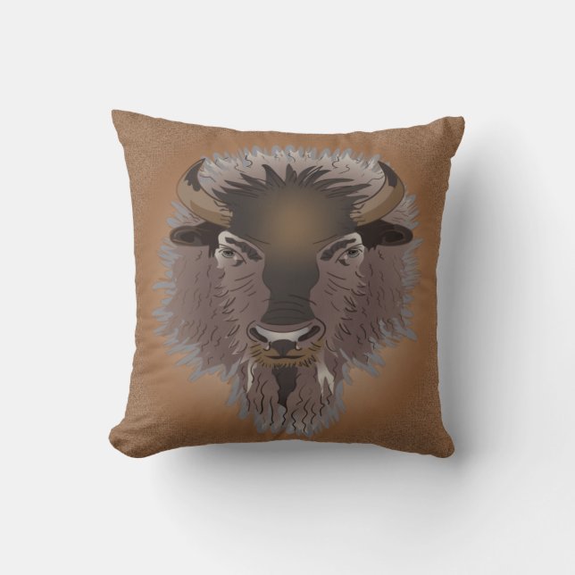 Rustige Westerne vlakten Bison Kussen (Voorkant)