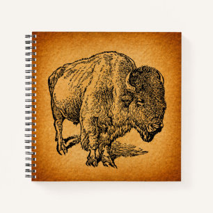 Rustige Westerne Wilde Buffalo Bison Antiek Art Notitieboek
