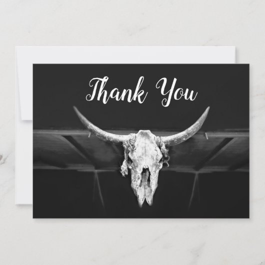 Rustige Westerne zwarte en witte bull Bedankkaart (Voorkant)
