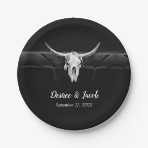 Rustige Westerne zwarte en witte bull Papieren Bordje