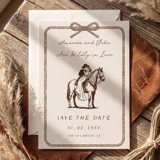 Rustige Westerse Paar op Paard Save the Date Kaart