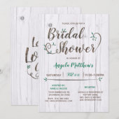 Rustige White & Brown Wood Bridal Shower Invitatio Kaart (Voorkant / Achterkant)
