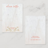 Rustige White Wood Floral Script Earring Display Visitekaartje (Voorkant / Achterkant)