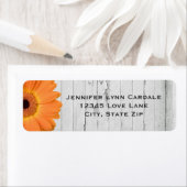 Rustige White Wood Oranje Daisy Adresetiketten Etiket (Insitu)