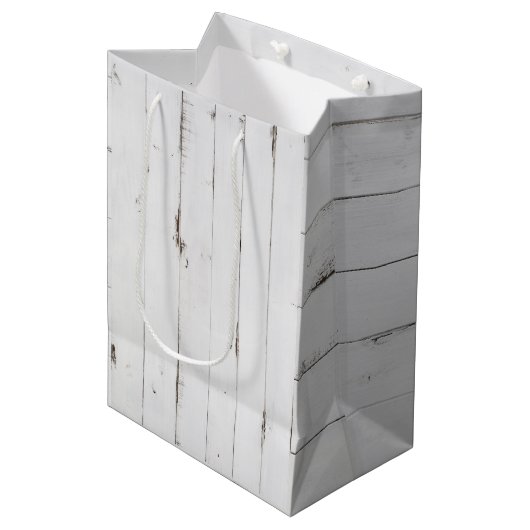 Rustige White Wood Tone Medium Gift Bag Medium Cadeauzakje (Voorkant Gekanteld)
