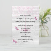 Rustige  Whitespoed Pink Butterfly Wedding Kaart (Staand voorkant)