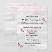 Rustige  Whitespoed Pink Butterfly Wedding Kaart (Voorkant / Achterkant)