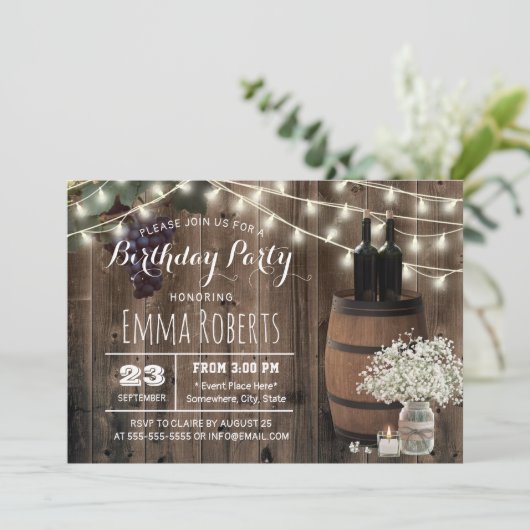 Rustige Wijnloop Floral Jar Winery Birthday Kaart (Staand voorkant)