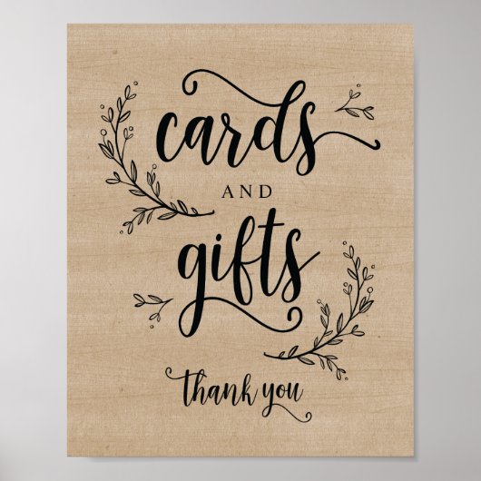 Rustige wijnstokkaarten en Poster voor cadeaubonne (Voorkant)