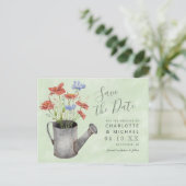 rustige wilde bloemen water kan de datum postca re briefkaart (Staand voorkant)