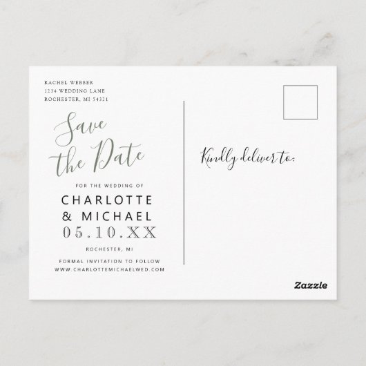 rustige wilde bloemen water kan de datum postca re briefkaart (Achterkant)