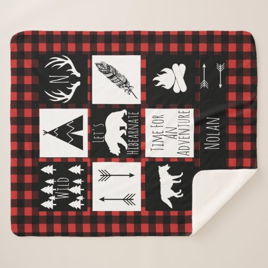Rustige wilde dieren en buffelkoepels sherpa deken (Voorkant (horizontaal))