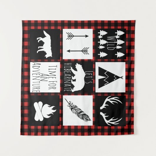 Rustige wilde dieren en buffelkoepels wandkleed (Voorkant (horizontaal))