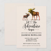 Rustige Wilderness Moose Baby Boy Shower Invitatio Kaart (Voorkant / Achterkant)