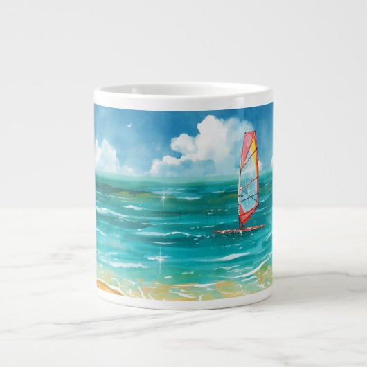 Rustige Windsurf Scene Extra Grote Beker (Voorkant)