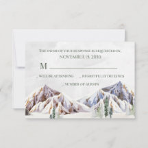 Rustige Winter Bergbos Bruiloft RSVP