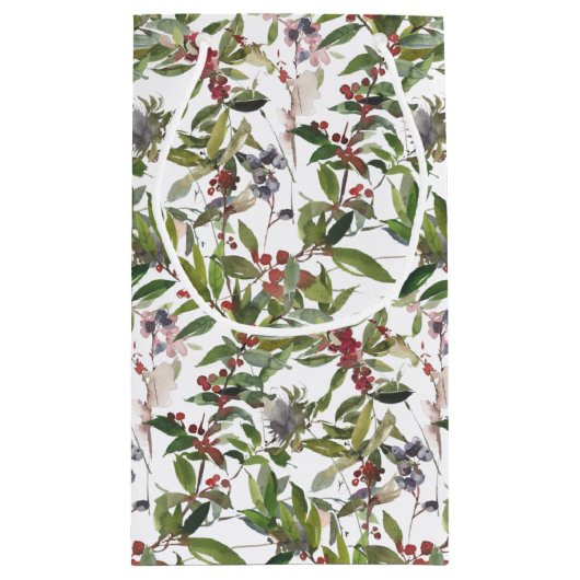 Rustige Winter Berries Holiday Small Gift Bag Klein Cadeauzakje (Achterkant)