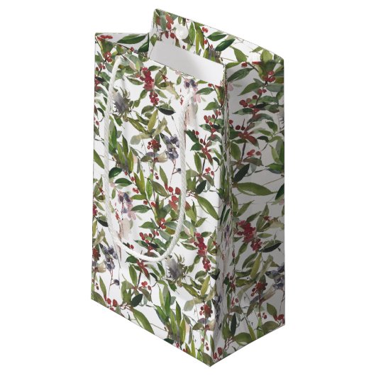 Rustige Winter Berries Holiday Small Gift Bag Klein Cadeauzakje (Voorkant Gekanteld)