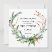 Rustige winter botanisch sparen de Datum Save The Date (Voorkant)
