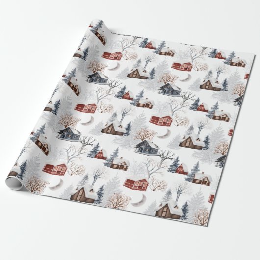 Rustige winter kerstwinter Cabin Gift Cadeaupapier (Uitgerold)
